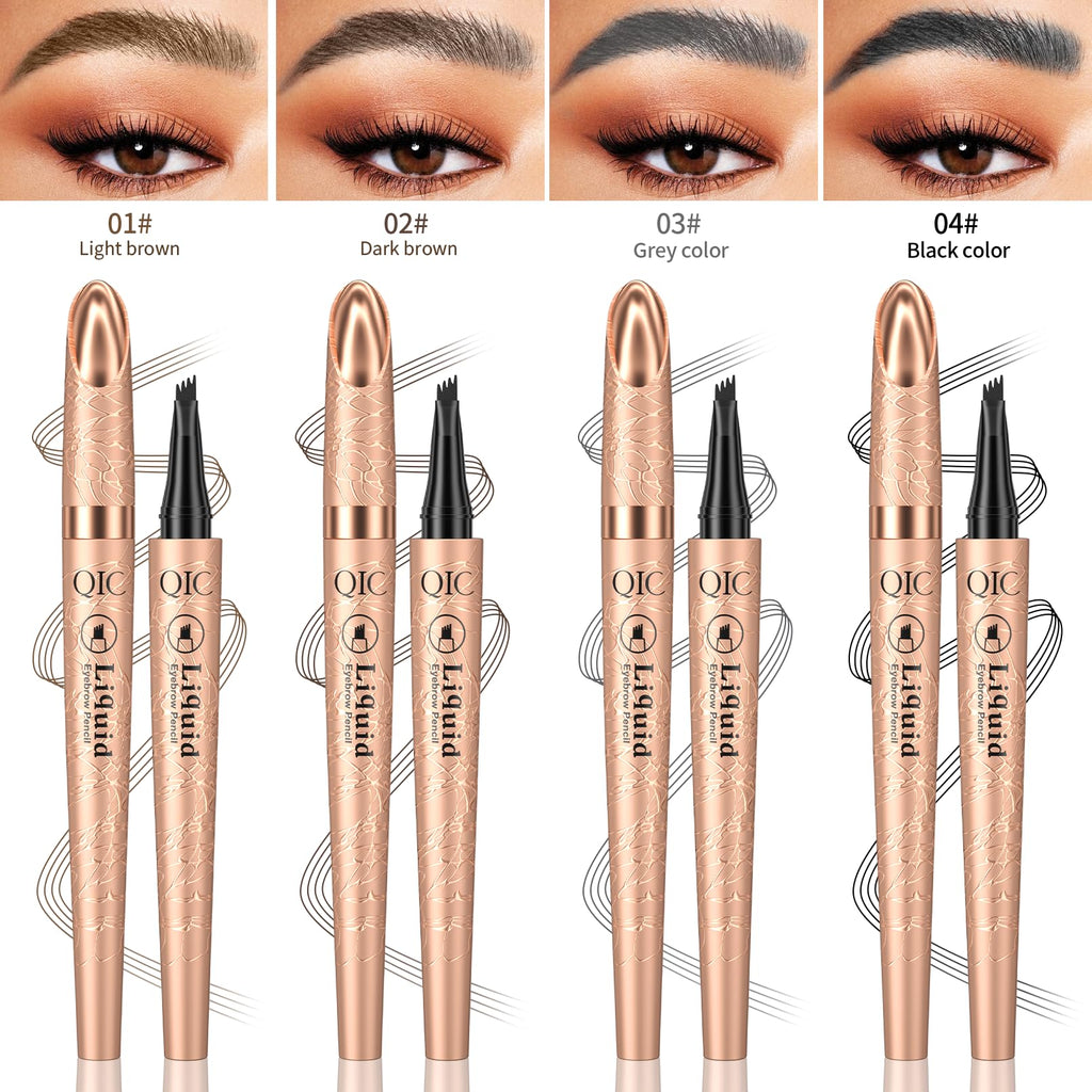 Yulinlon Q706 Eyebrow Pen – 4-Tip Precision, Waterproof & Long-Lasting (Shade 2 Dark Brown)