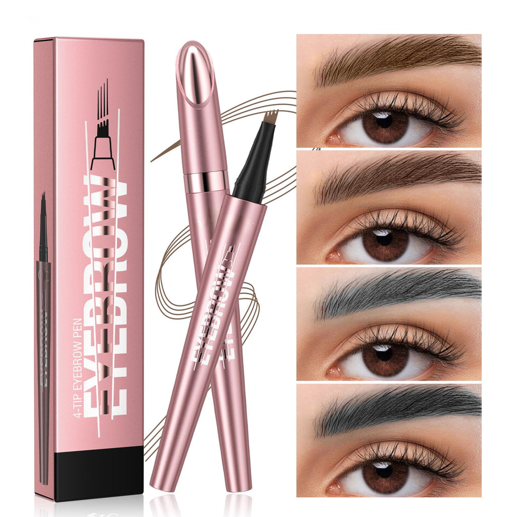 Yulinlon Q708 3D Microblading Eyebrow Pencil | Waterproof, 4-Tip, All Skin Tones (Light Brown)