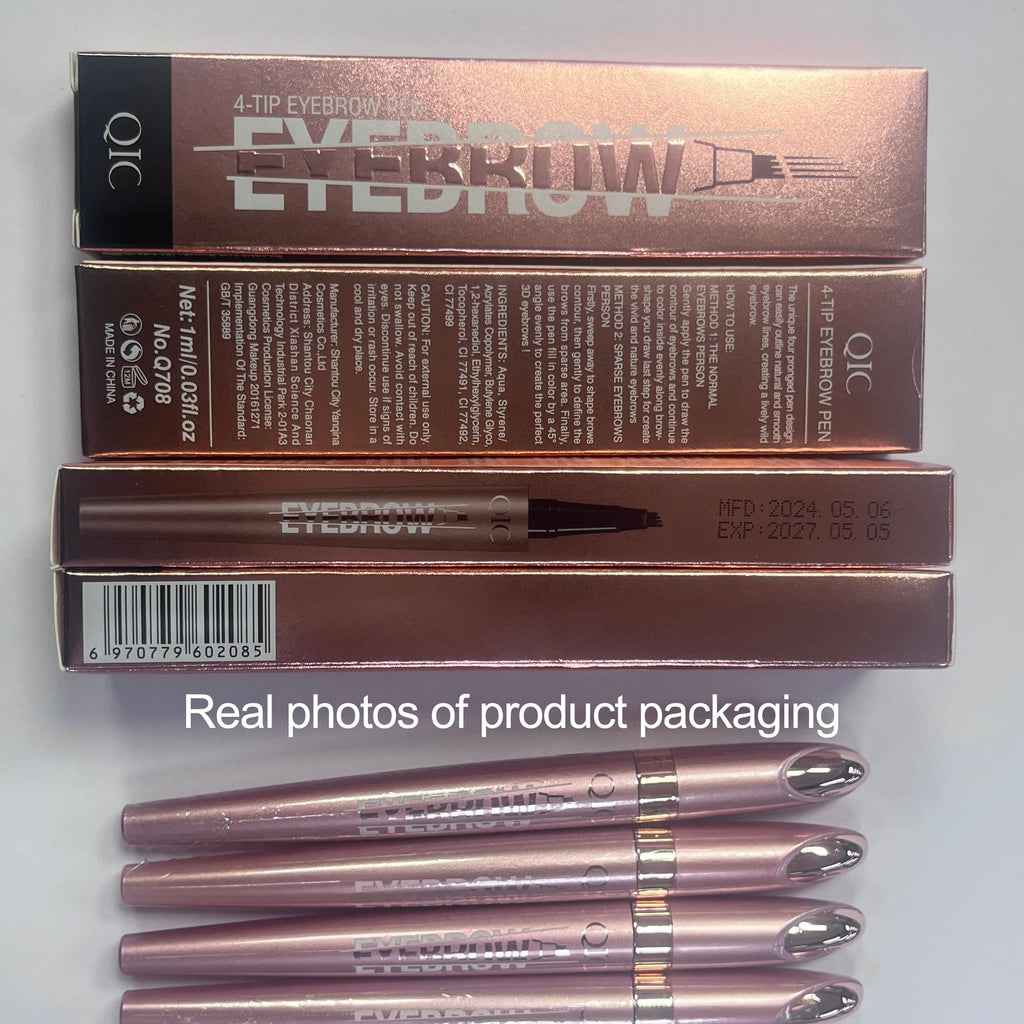 Yulinlon Q708 3D Microblading Eyebrow Pencil – Waterproof, 4 Shades, Dual-Ended with Micro-Fork Tip (3#Grey)