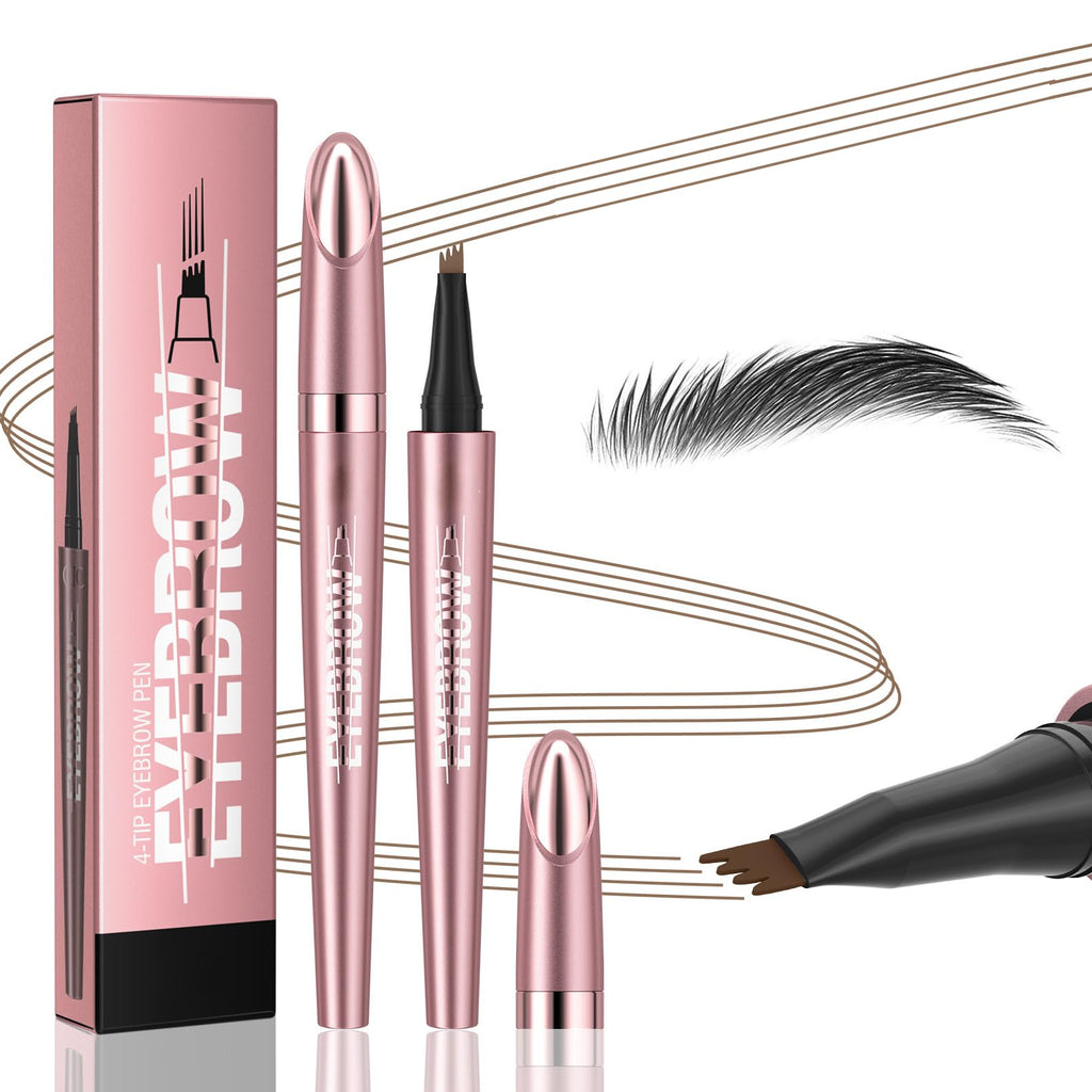 Yulinlon Q708 3D Microblading Eyebrow Pencil - Waterproof, 4-Tipped Micro-Fork, Long-Lasting (6# Black Brown)