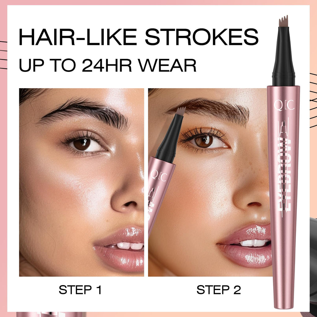 Yulinlon Q708 3D Microblading Eyebrow Pencil - Waterproof, 4-Tipped Micro-Fork, Long-Lasting (6# Black Brown)