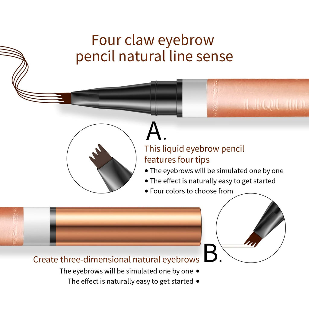 Yulinlon 4-Tip Eyebrow Pen – Waterproof, Long-Lasting Brow Pencil, 6 Colors (2# Dark Brown)