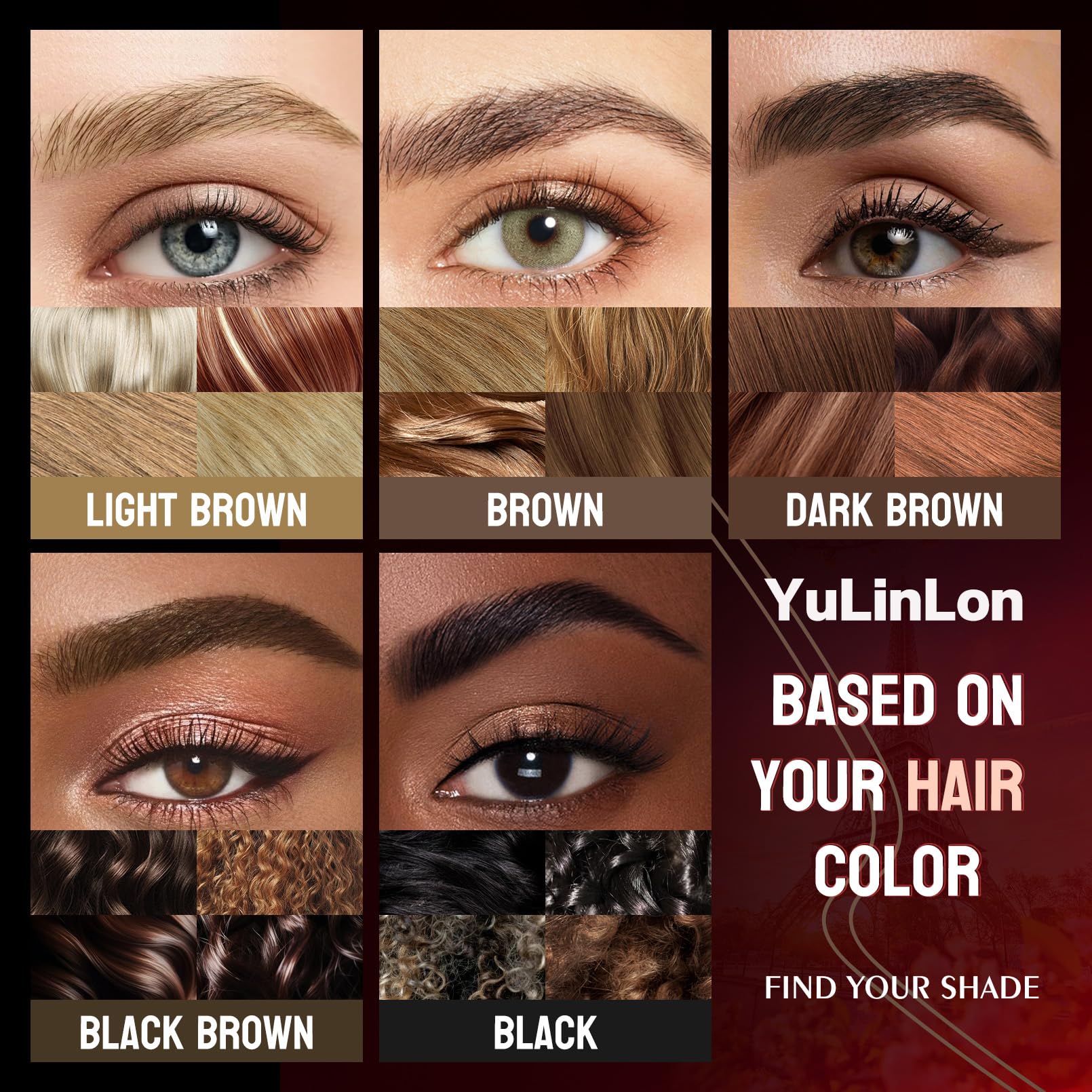 YuLinLon Double-Headed Brow Pen – Ultra-Precise 0.01mm Tip, 5 Natural Shades, Waterproof