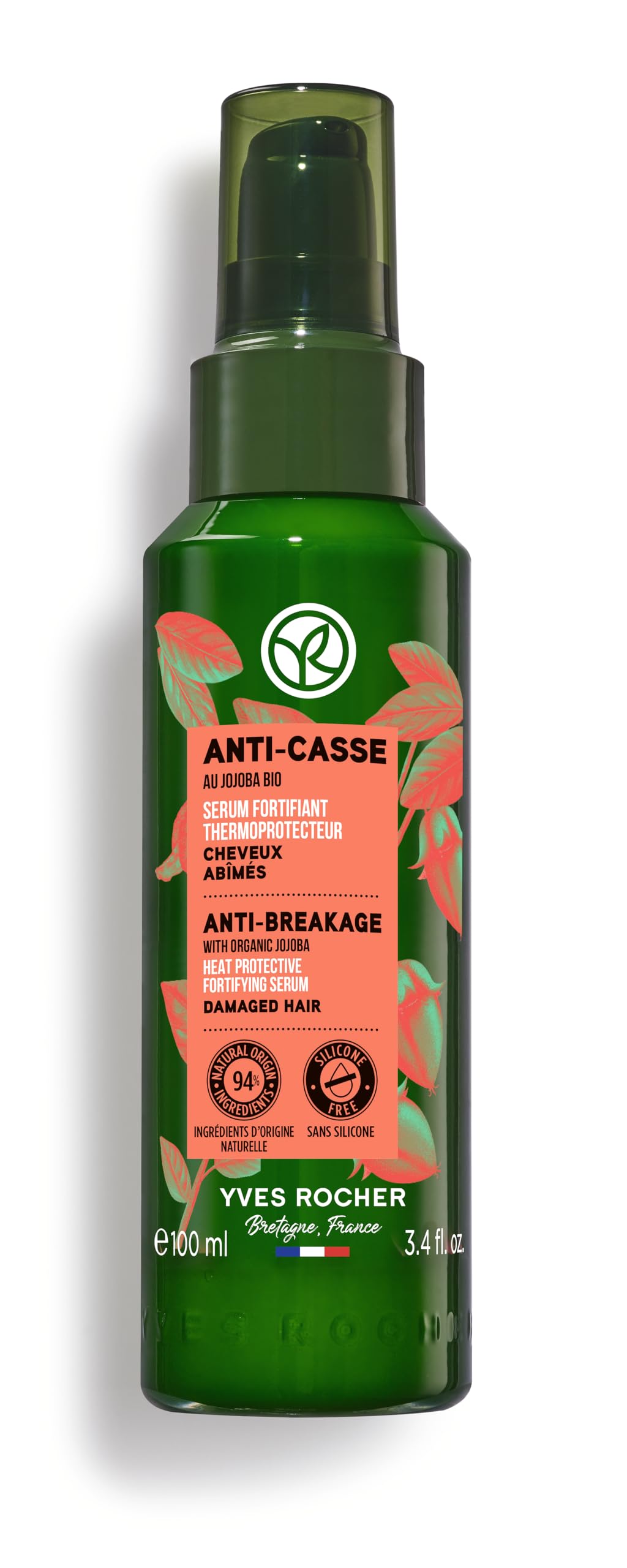 Yves Rocher Anti Breakage Serum with Organic Jojoba — Heat Protecting Fortifier, 100 ml