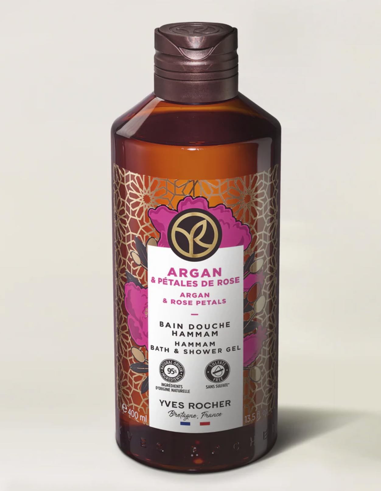 Yves Rocher Argan & Rose Petals Nourishing Shower Gel 400 ml | Sulfate-Free