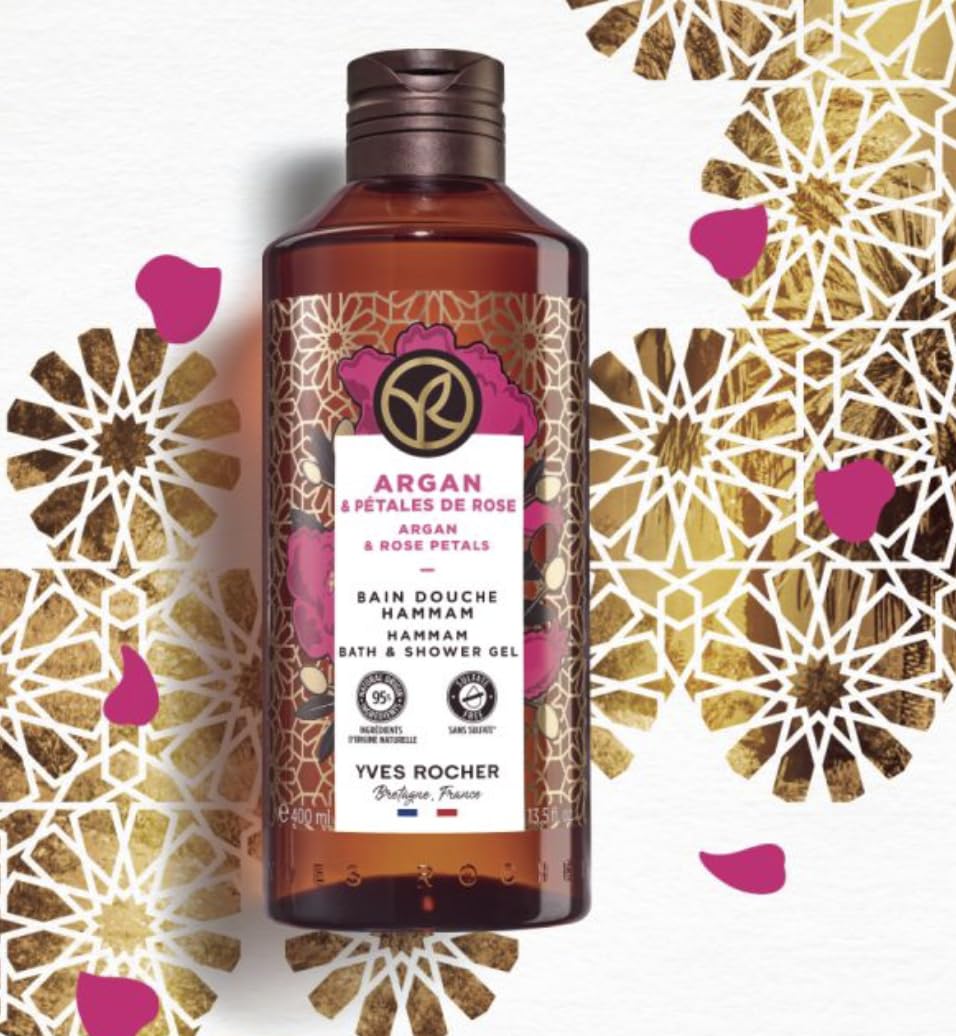 Yves Rocher Argan & Rose Petals Nourishing Shower Gel 400 ml | Sulfate-Free