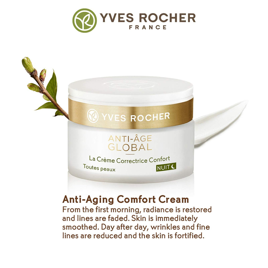Yves Rocher Anti-Aging Comfort Night Cream – Smooth Skin & Radiance | 1.7 fl oz