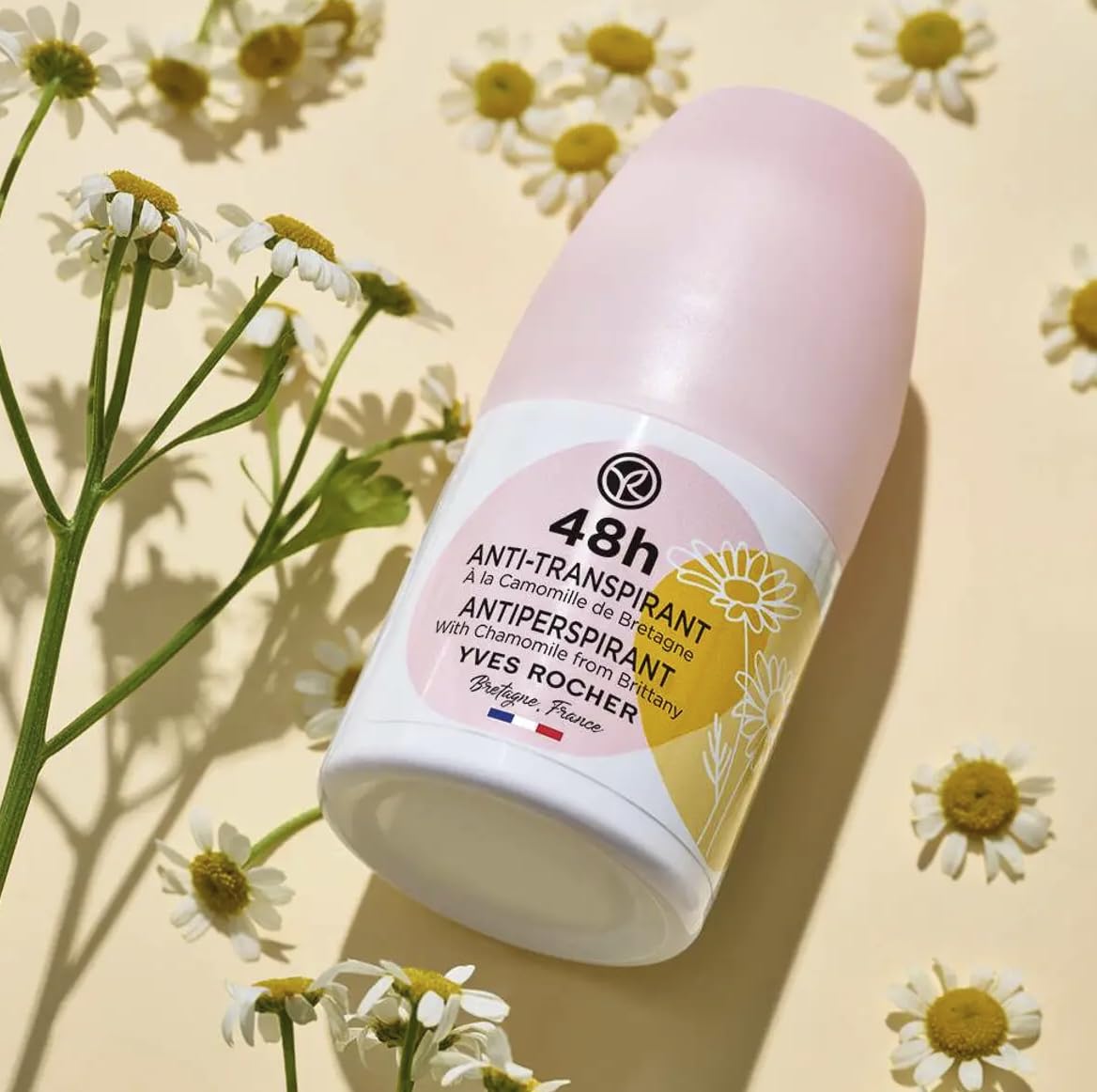 Yves Rocher 48H Antiperspirant Chamomile – Long-Lasting Freshness, No White Marks (50 ml)