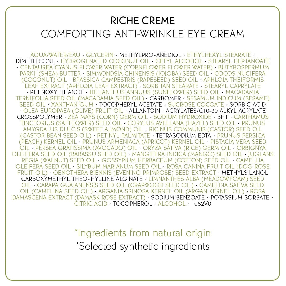Yves Rocher Eye Cream Riche Crème – Comforting Anti-Wrinkle for Mature & Dry Skin, 14 ml