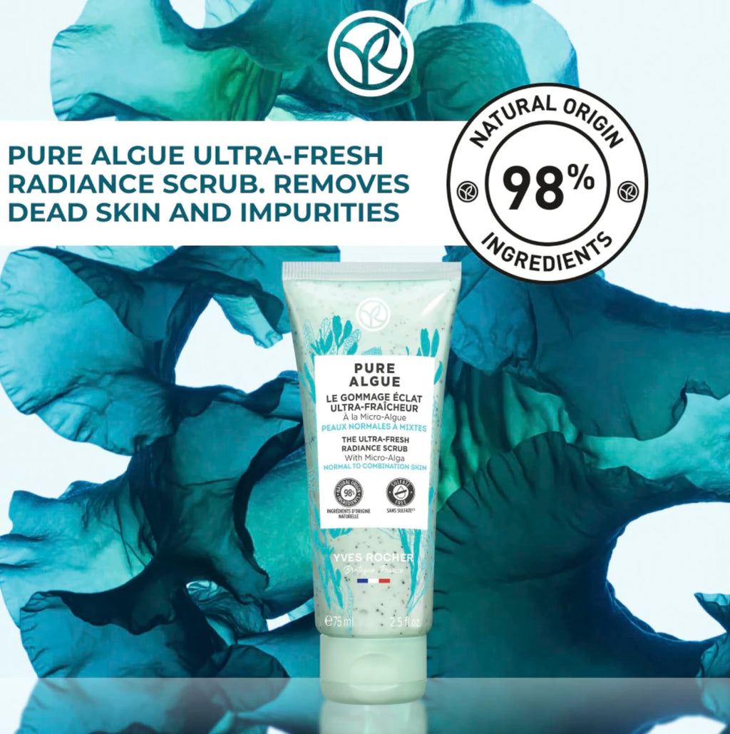 Yves Rocher Pure Algue Ultra-Fresh Facial Scrub – Radiant, Purified Skin (75 ml)