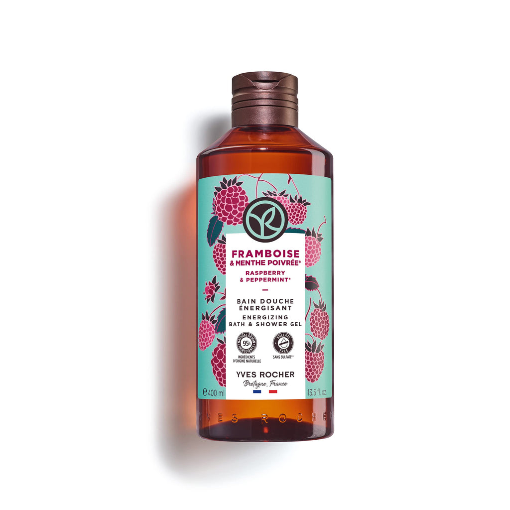 Yves Rocher Raspberry & Peppermint Energizing Bath & Shower Gel – 400 ml