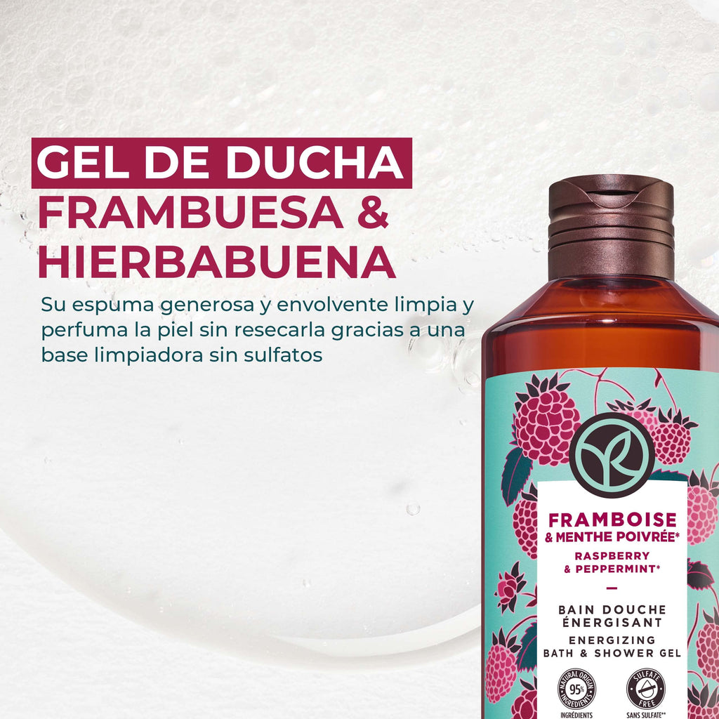 Yves Rocher Raspberry & Peppermint Energizing Bath & Shower Gel – 400 ml