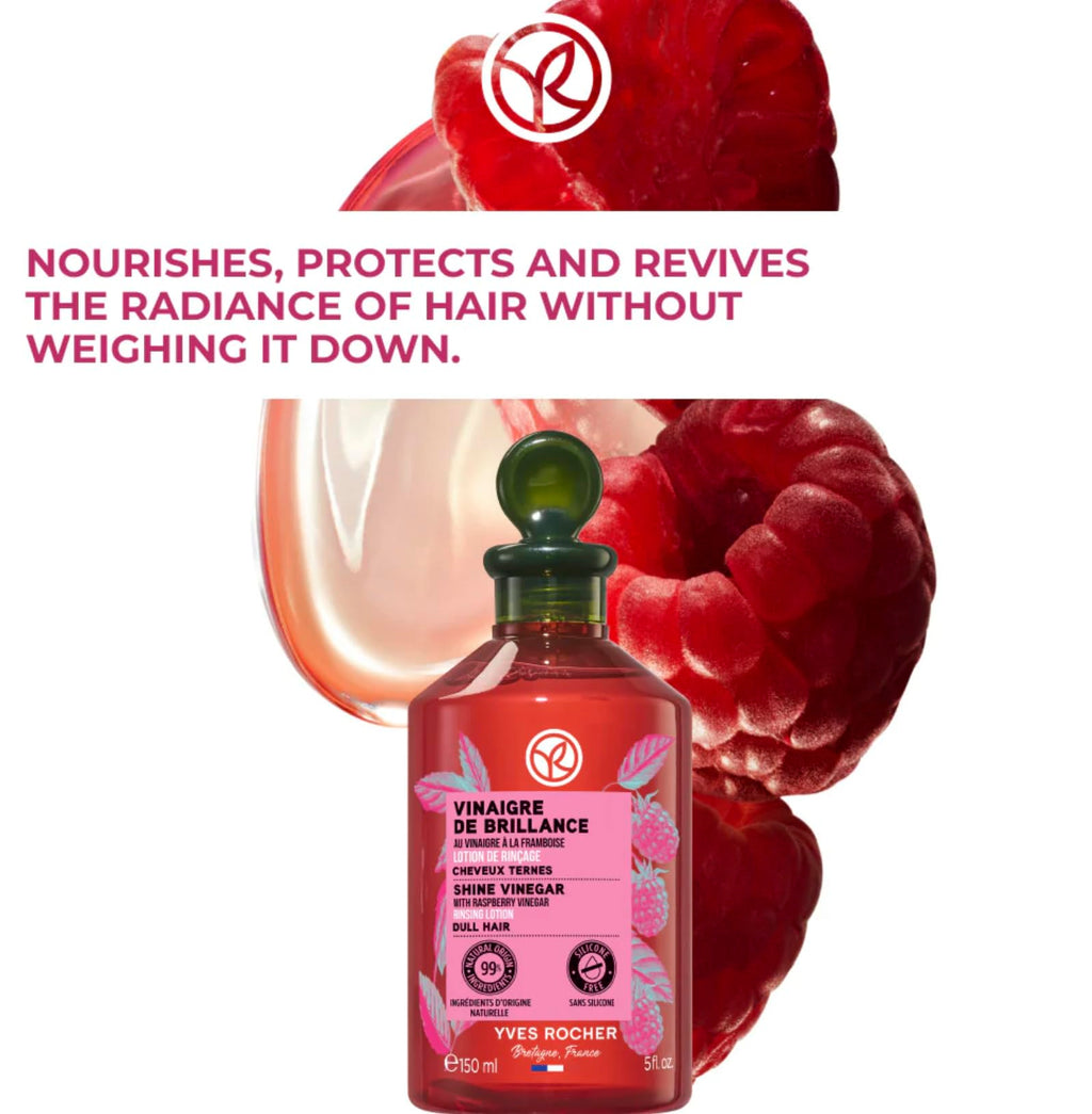 Yves Rocher Raspberry Shine Hair Vinegar – Final Rinse for Natural Shine 400 ml