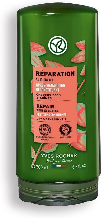 Yves Rocher Reparation Duet: Nourishing Jojoba Oil Shampoo + Balm-Conditioner for Dry, Damaged Hair