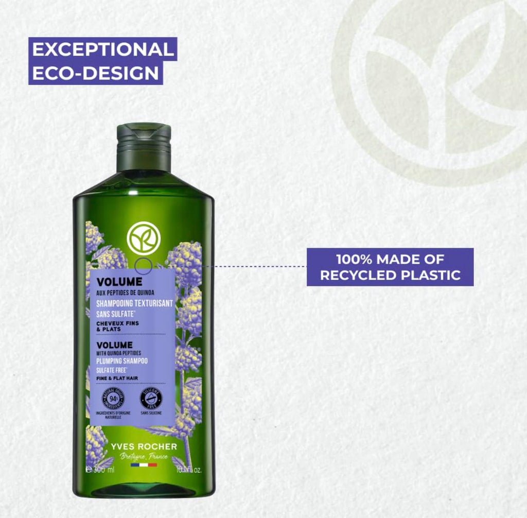 Yves Rocher Volume Plumping Shampoo with Quinoa Extract – Visible Root Lift After 3 Uses | 300 ml