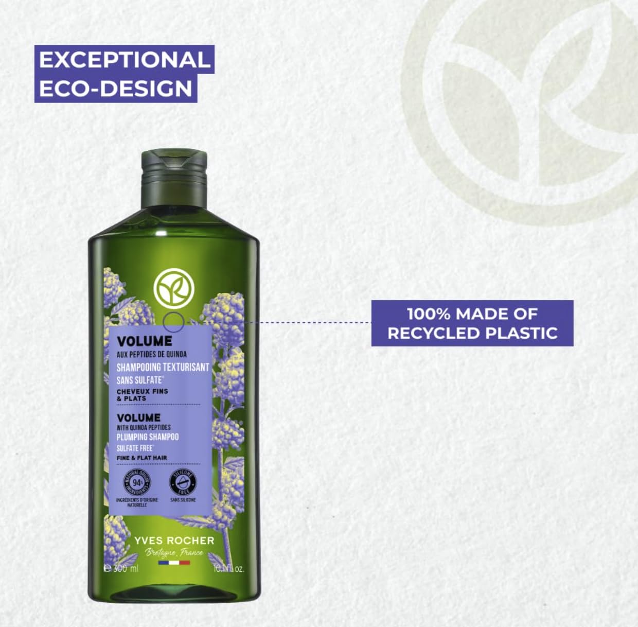 Yves Rocher Volume Plumping Shampoo with Quinoa Extract – Visible Root Lift After 3 Uses | 300 ml