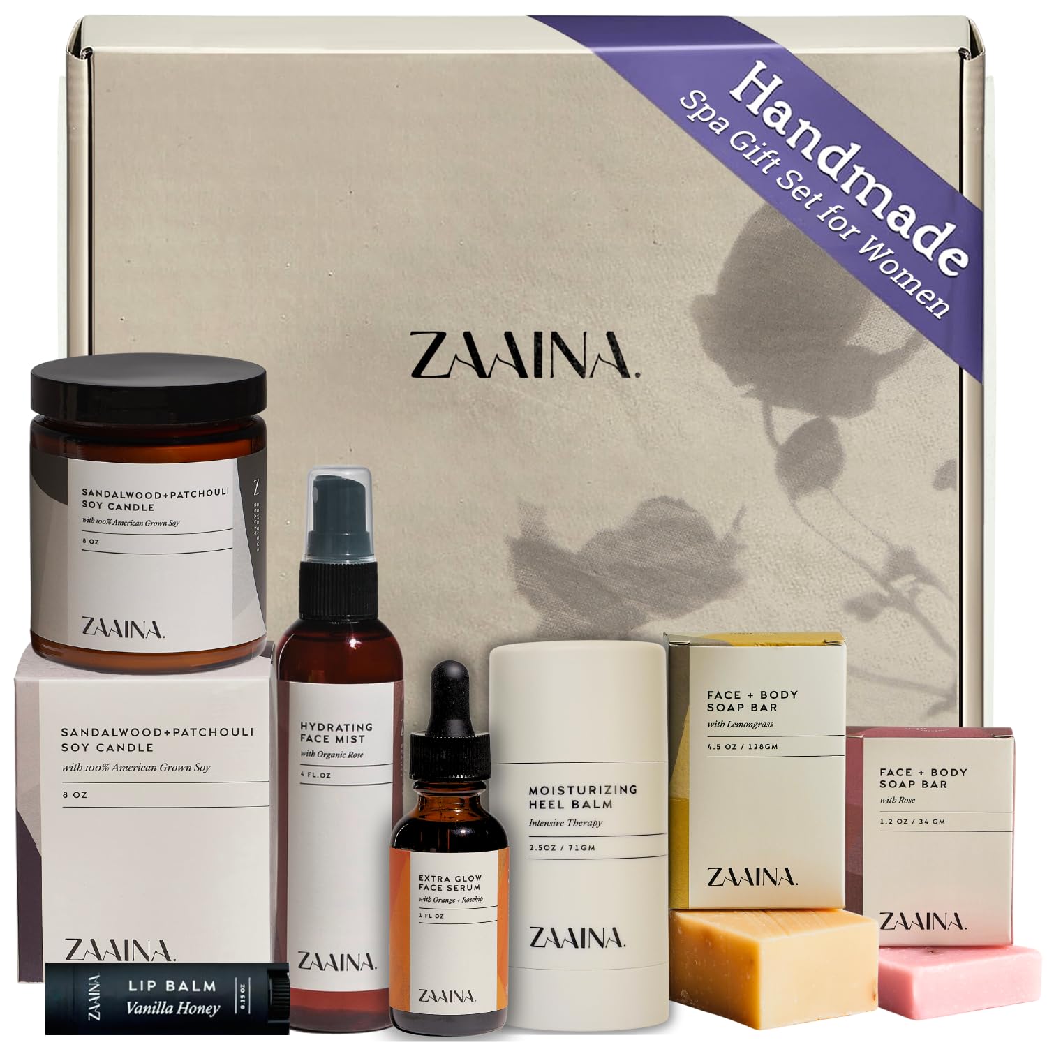 ZAAINA Spa Gift Set for Women | Luxury Self-Care Gift Box | Handmade in USA