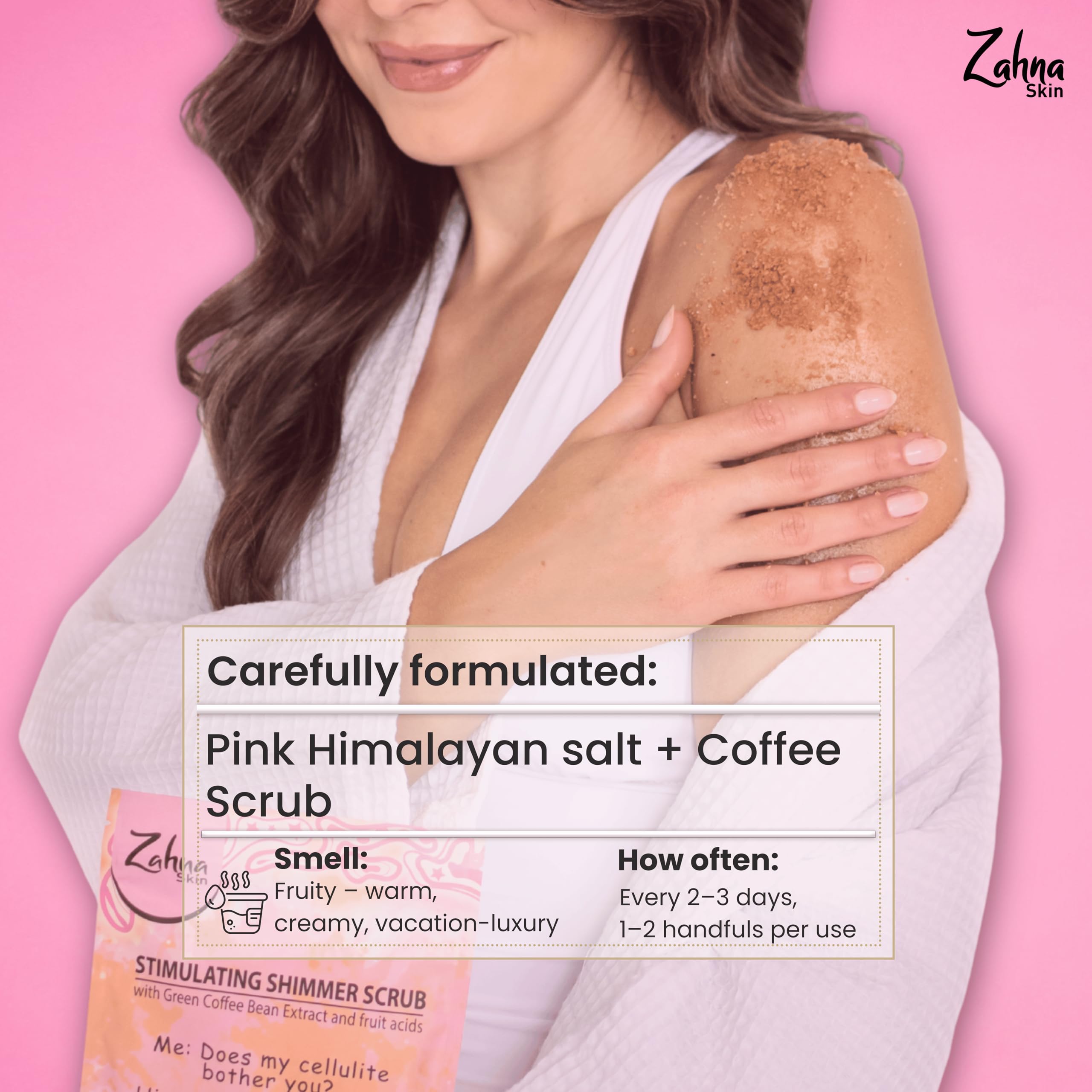Zahna Skin Pink Himalayan Exfoliating Body Scrub – 100% Natural & Vegan for Women
