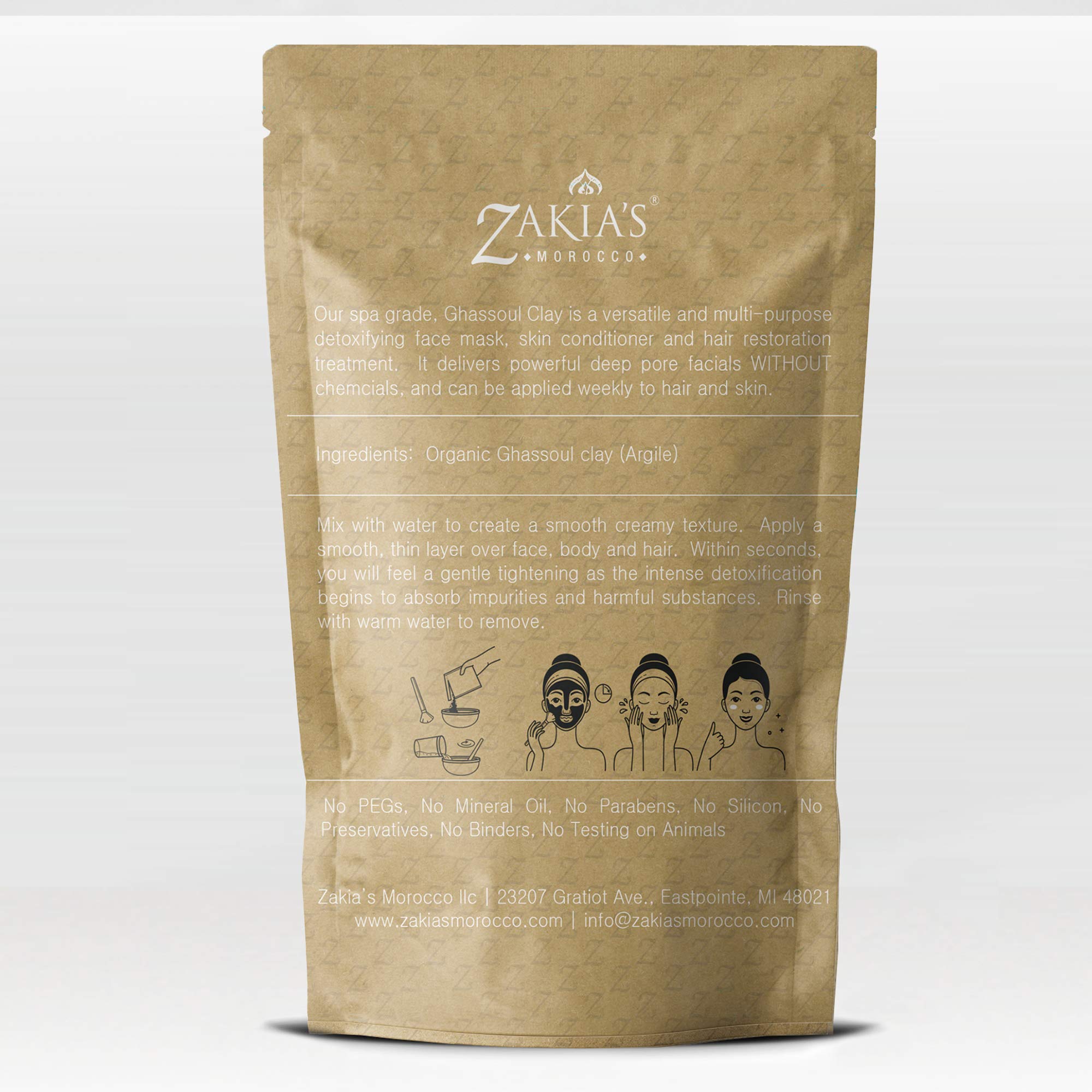 Zakia's Morocco Ghassoul Clay Mask – Organic Facial Mask (8 oz)