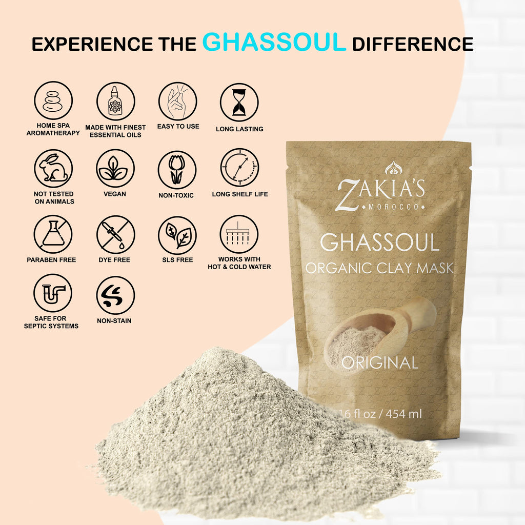Zakia's Morocco Rhassoul Clay Mask - Organic Facial & Body Clay 1 lb