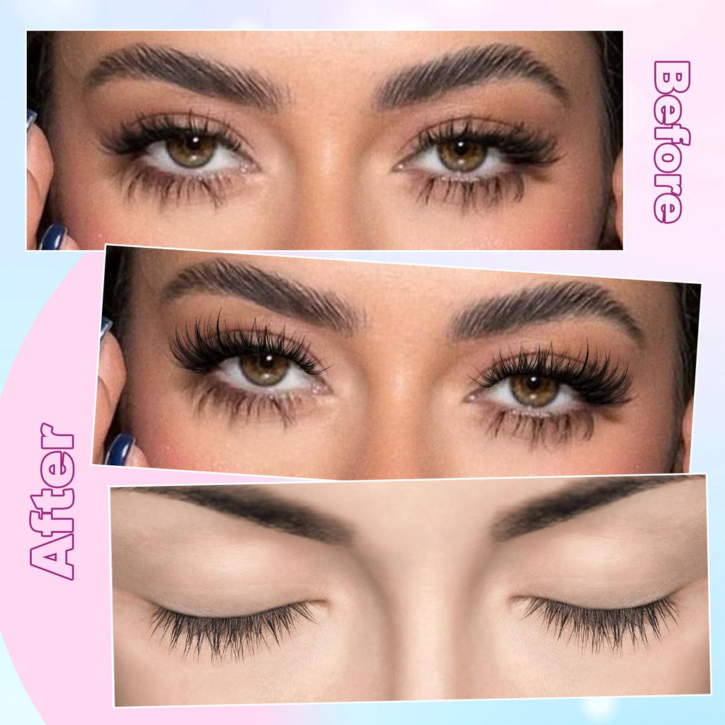 zanlufly Wispy Lash Clusters Kit – DIY Eyelash Extensions (10-14mm) with 2-in-1 Bond & Seal