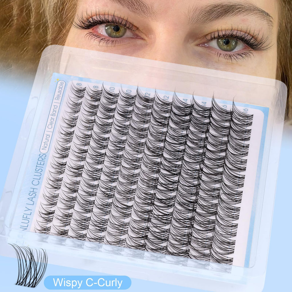 ZANLUFLY Natural Lash Clusters Kit – Invisible Band Wispy DIY Lashes (8–16mm)