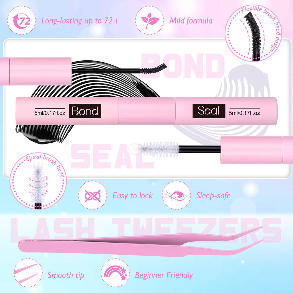 zanlufly Wispy Lash Clusters Kit – DIY Eyelash Extensions (10-14mm) with 2-in-1 Bond & Seal
