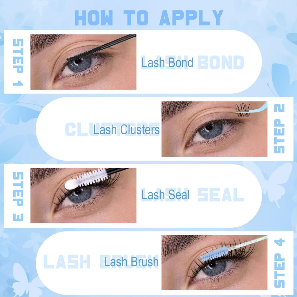 ZANLUFLY Natural Lash Clusters Kit – Invisible Band Wispy DIY Lashes (8–16mm)