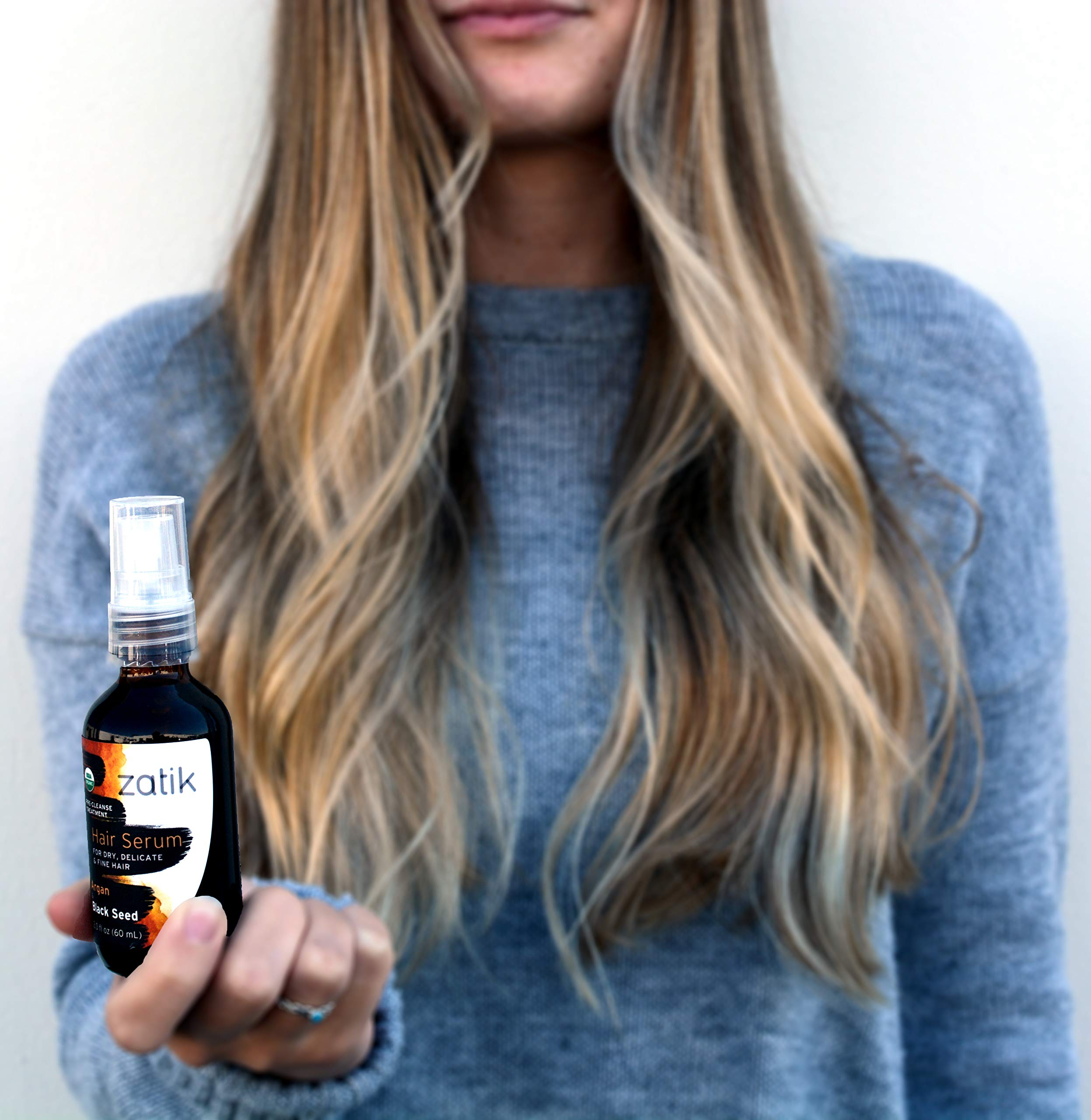 Zatik Naturals Hair Serum with Argan & Black Seed Oil – Curl Enhancing for Fine Hair, Vegan, Organic, Alcohol-Free, pH Balanced 60ml