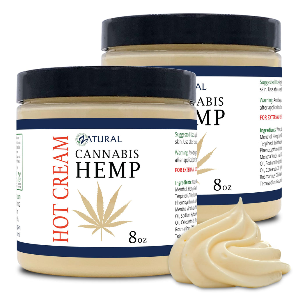 Zatural Hemp Hot Cream with Essential Oil Blend – Aloe, Hemp, and More (8oz 2-Pack)