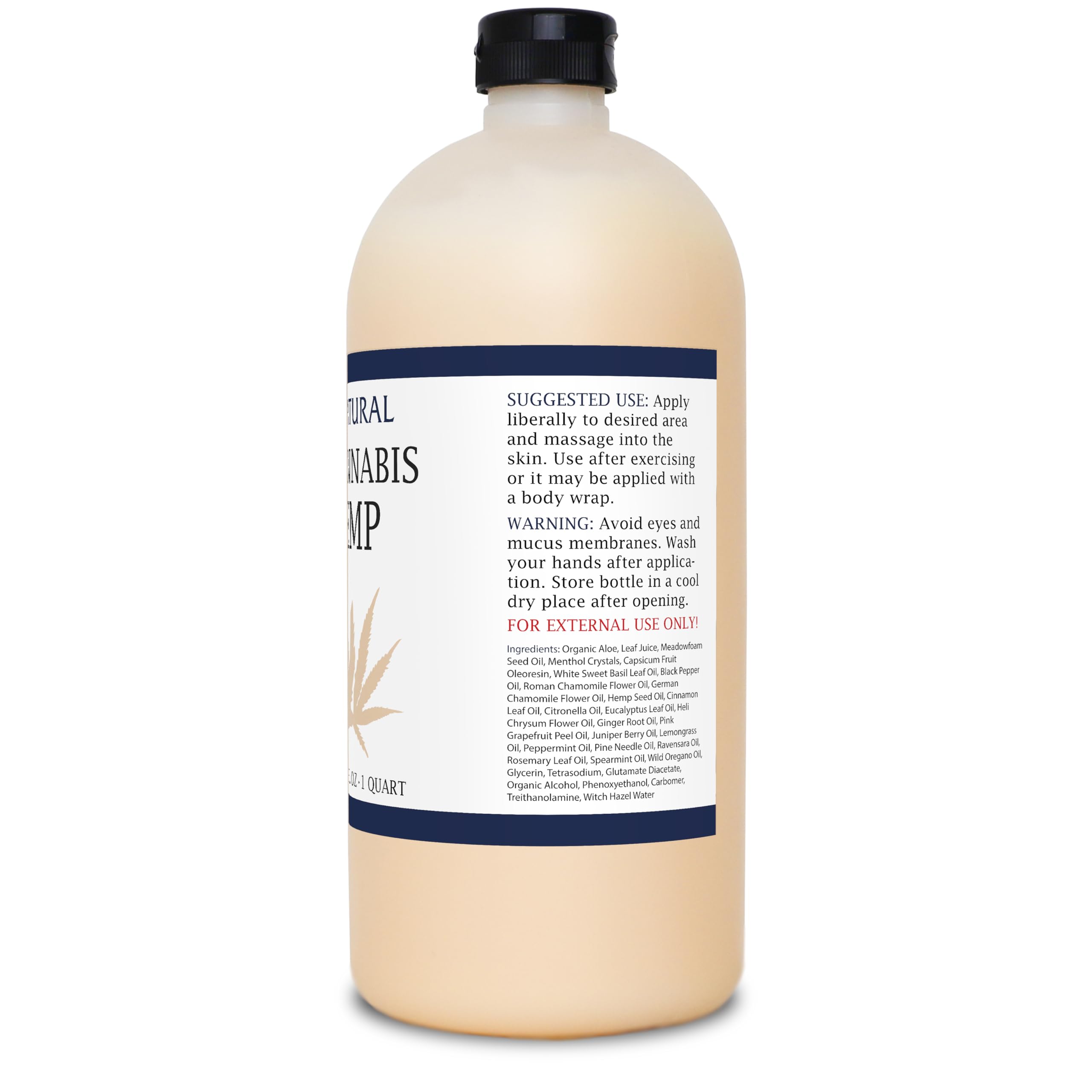 Zatural Hemp Hot Cream with Essential Oil Blend – 32oz Massage & Body Care