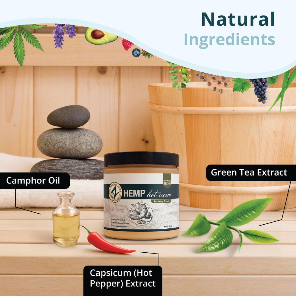 Zatural Hemp Hot Cream with Essential Oil Blend – Aloe, Hemp, and More (8oz 2-Pack)