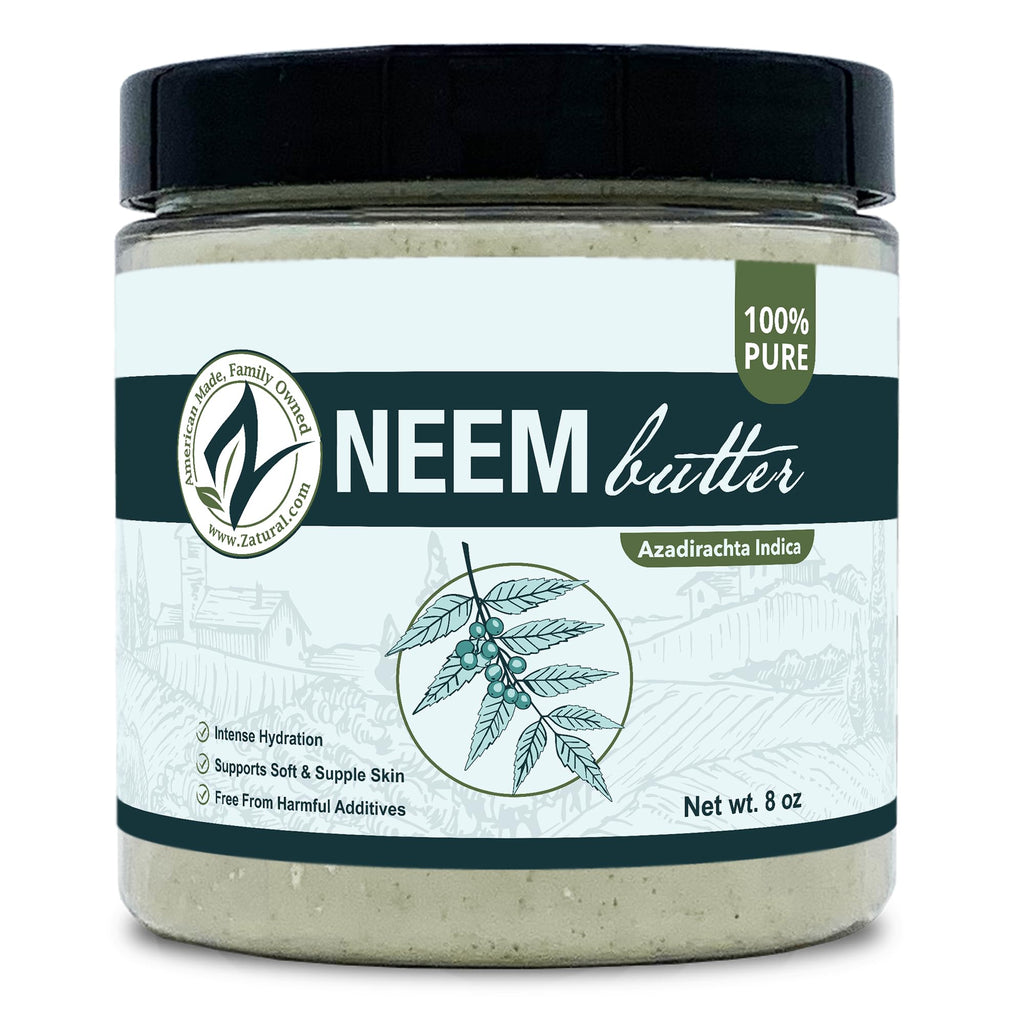 Zatural Neem Butter 4 Pack – Organic Coconut Oil & Neem Oil, Marula, Kokum, Rosemary for Sensitive Skin (8 oz each)