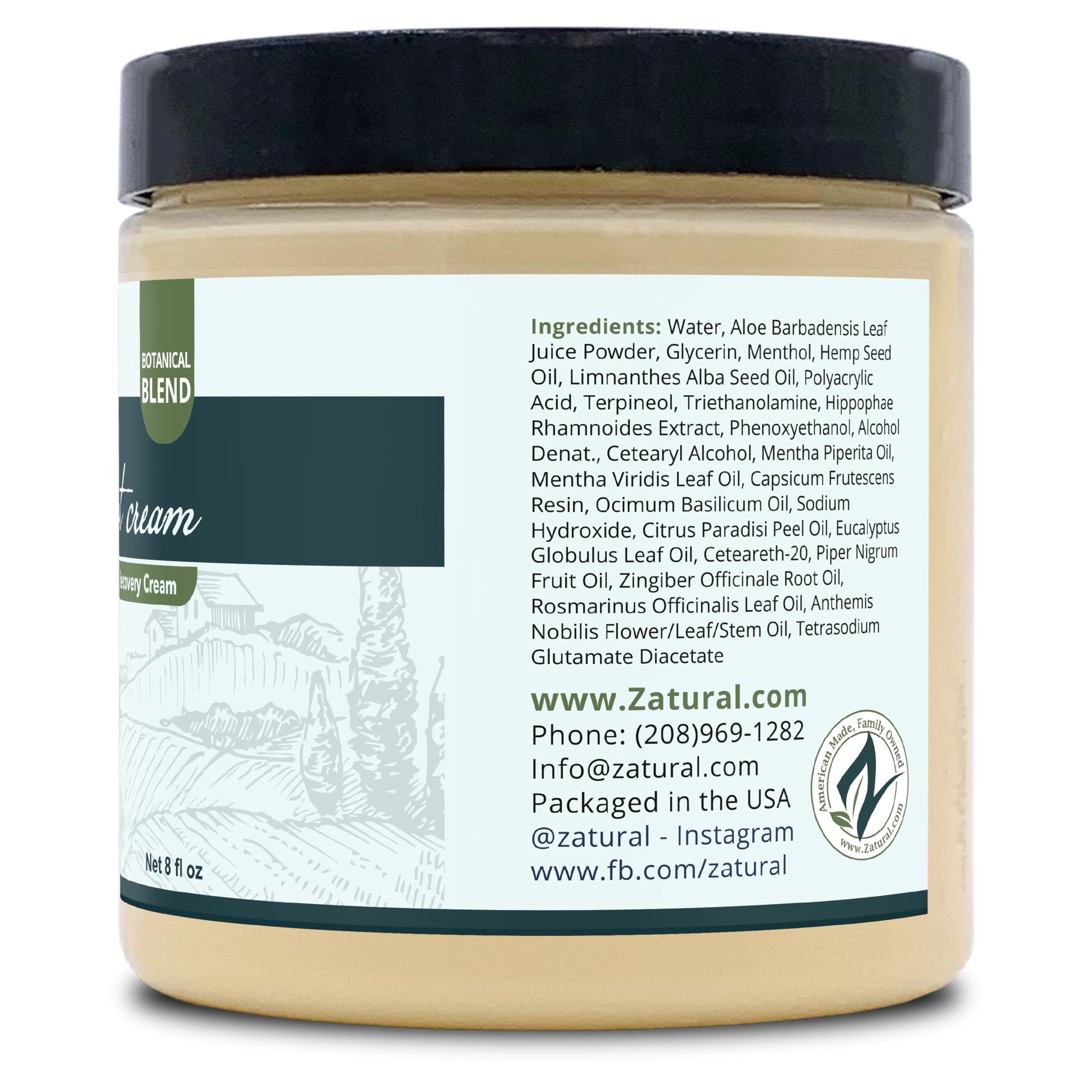 Zatural Hemp Hot Cream with Essential Oil Blend – Aloe, Hemp, and More (8oz 2-Pack)