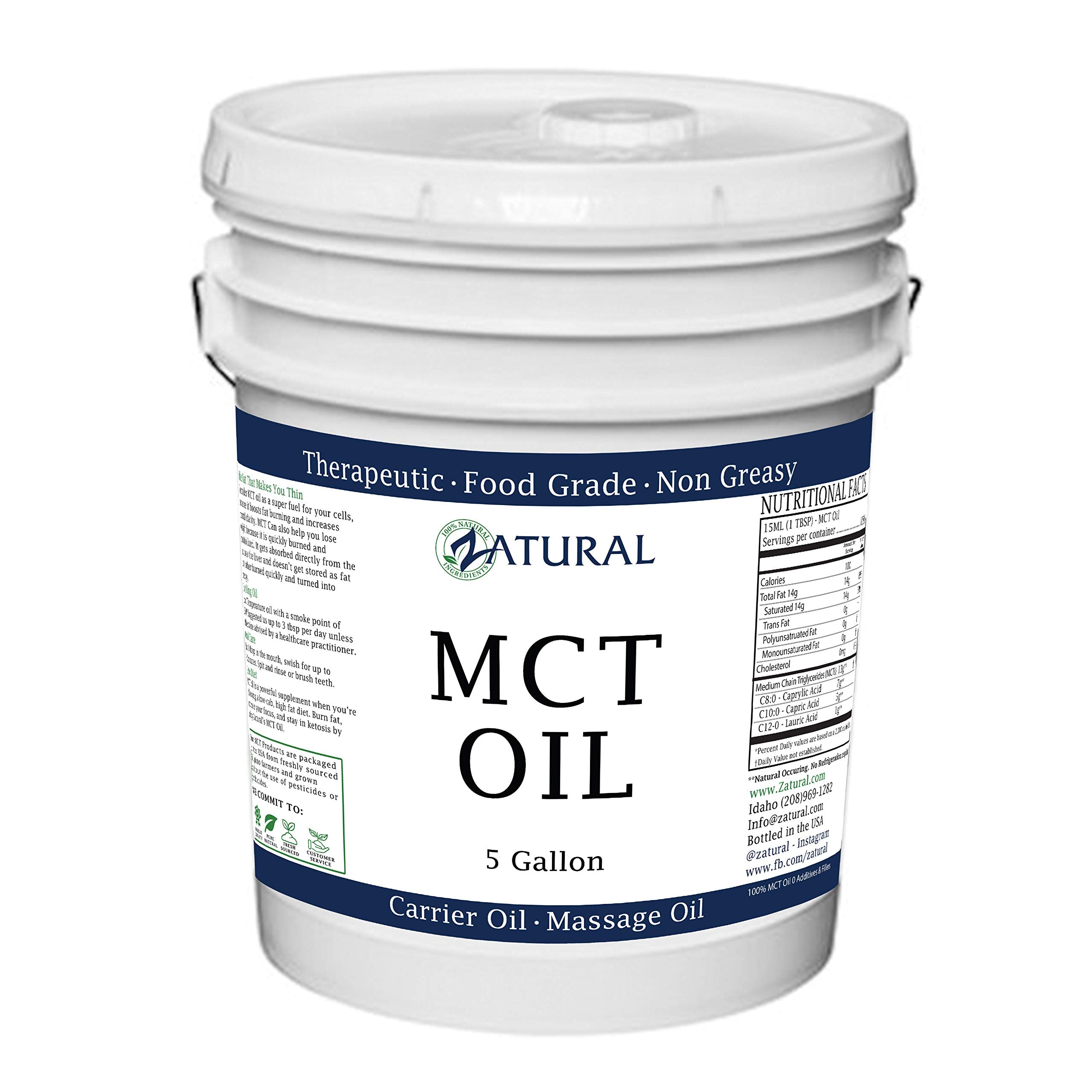 Zatural Pure MCT Oil 640 oz – Multi-Use Carrier, Cooking, Hydration & Hair Care