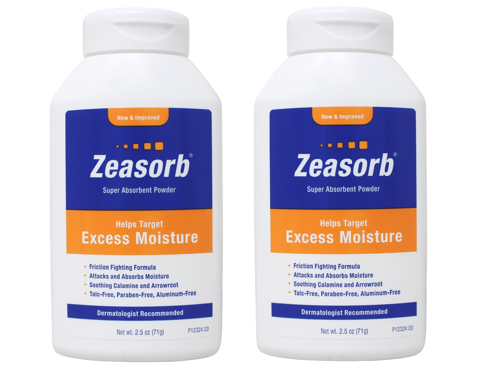 Zeasorb Excess Moisture, 2.5 oz (Pack of 2) | Absorbs Moisture and Reduces Friction