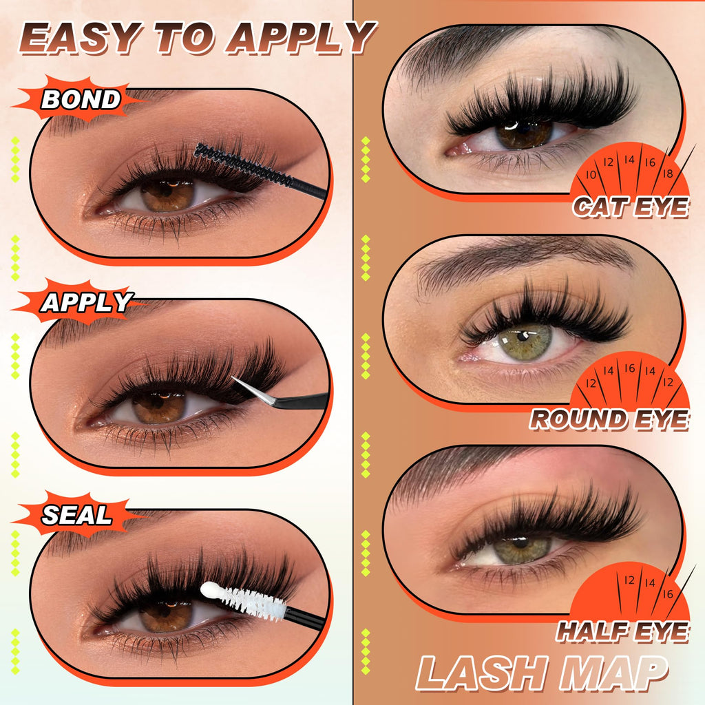Zegaine Manga Lash Clusters — Wispy Spikes, D-Curly, 10–18mm, 120Pcs
