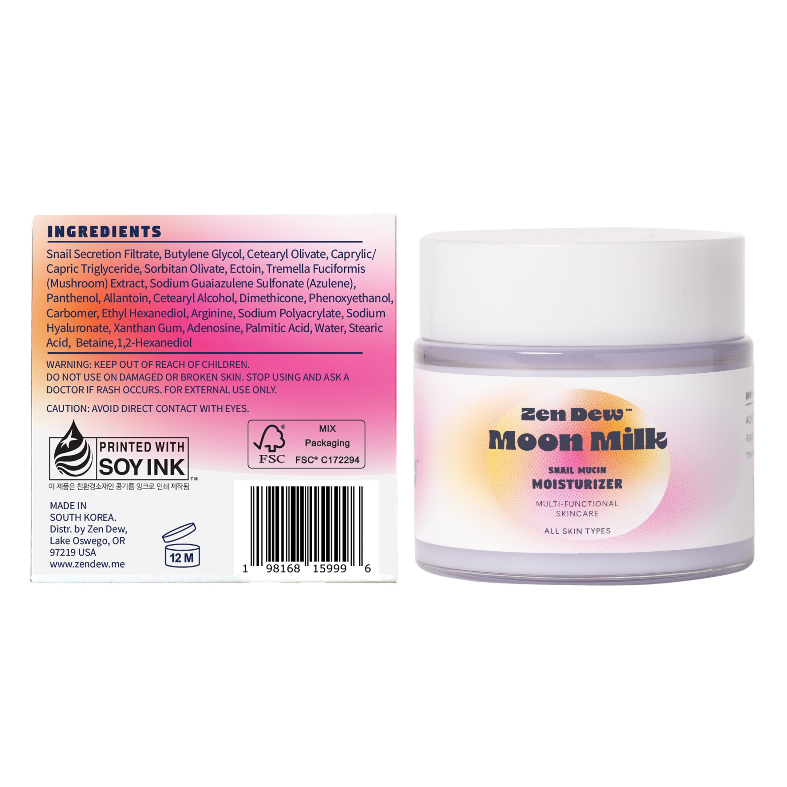 Zen Dew Moon Milk Snail Mucin Gel Cream — 3.52 oz | Hydration, Glow & Plump Skin