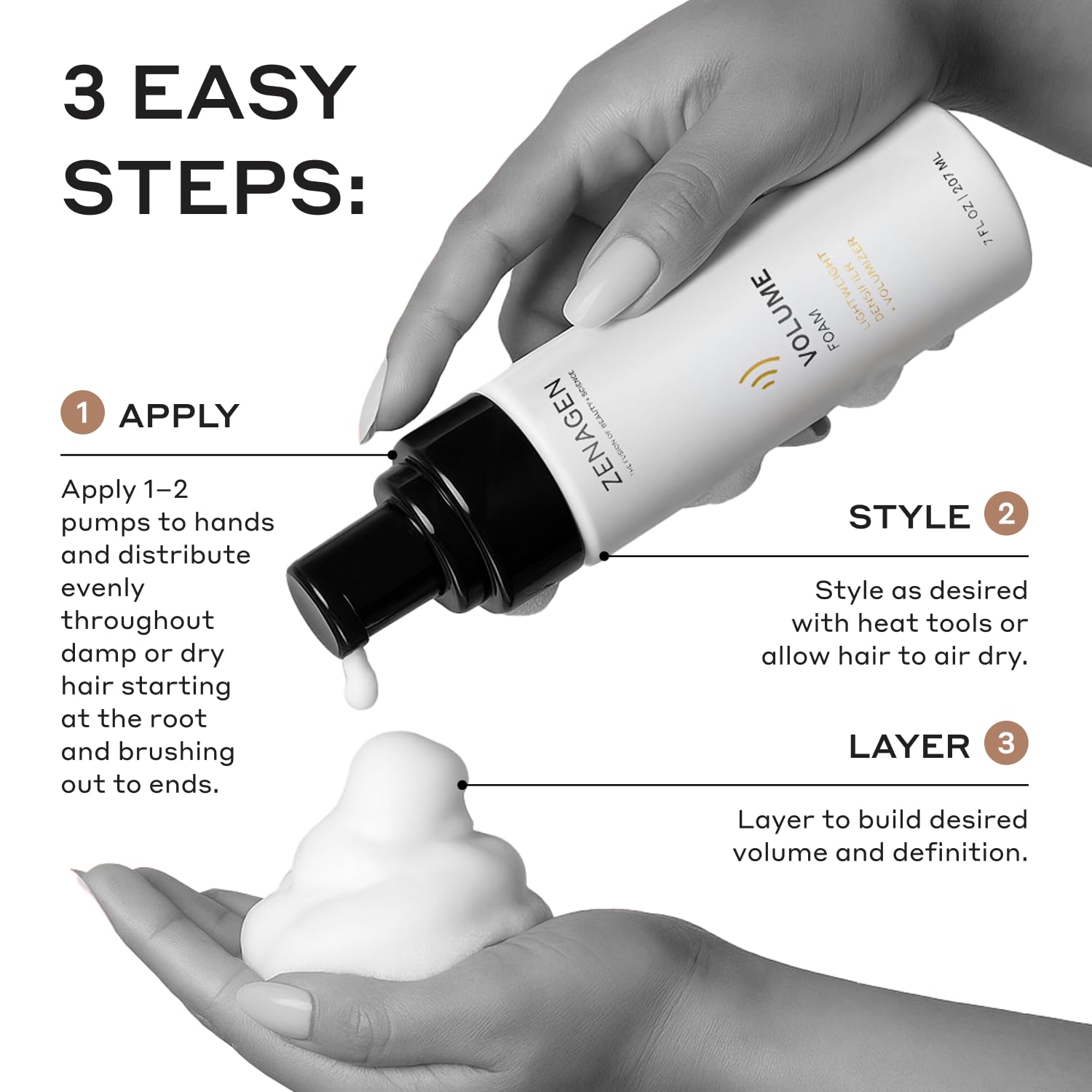 ZENAGEN Eclipse Trio Kit | Color Preservation & Gray Support | Shampoo, Conditioner & Volume Foam