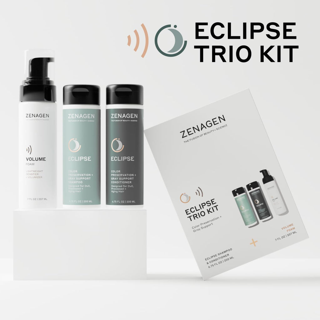 ZENAGEN Eclipse Trio Kit | Color Preservation & Gray Support | Shampoo, Conditioner & Volume Foam