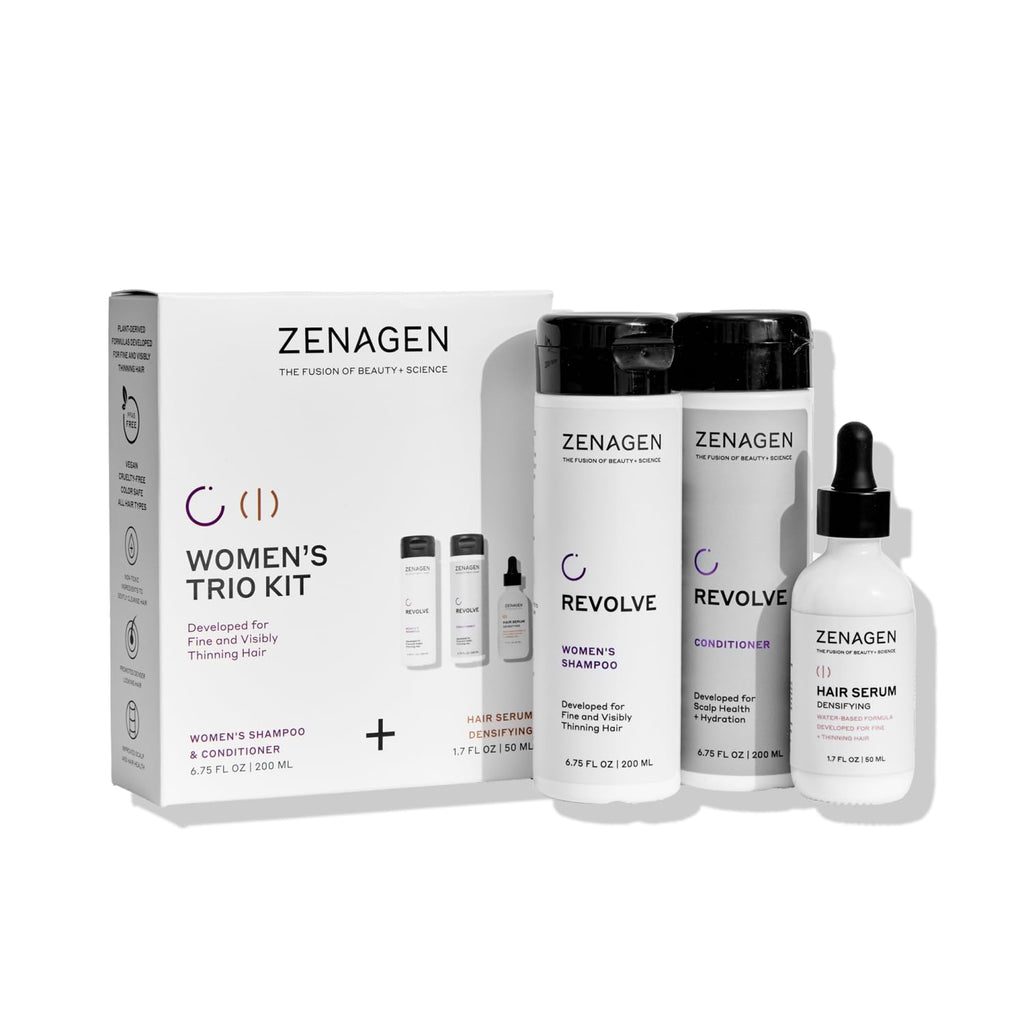ZENAGEN Revolve Women Trio Kit – Shampoo, Conditioner & Densifying Serum for Fine Hair