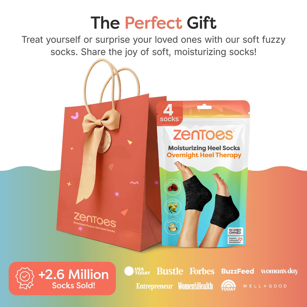 ZenToes Moisturizing Socks for Cracked Heels – Vitamin E, Olive Oil & Jojoba Oil