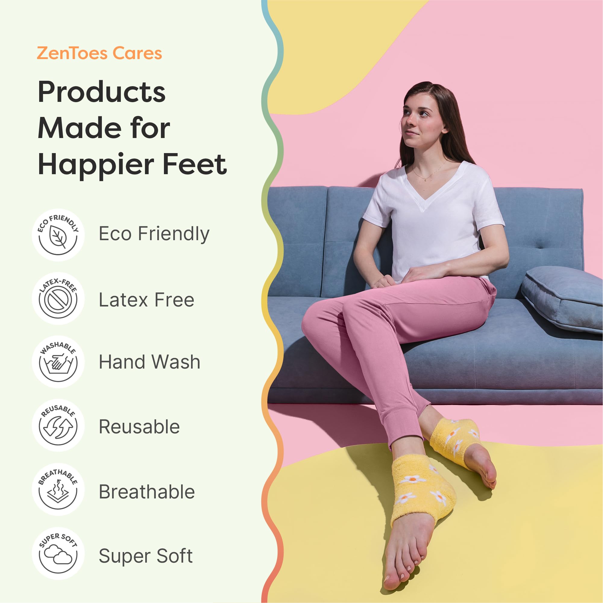 ZenToes Moisturizing Socks – Overnight Heel Treatment with Vitamin E, Olive Oil & Jojoba Oils