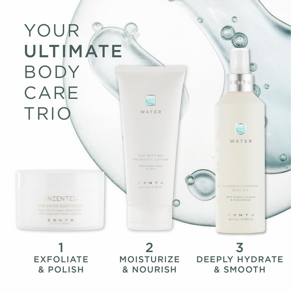 Zents Luminous Cashmere Body Oil (Water Fragrance) | Vitamin E & Organic Coconut Oil