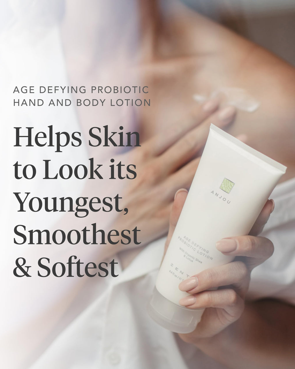 Zents Age-Defying Probiotic Lotion Anjou – Hyaluronic Acid, Shea Butter, 6.4 fl oz