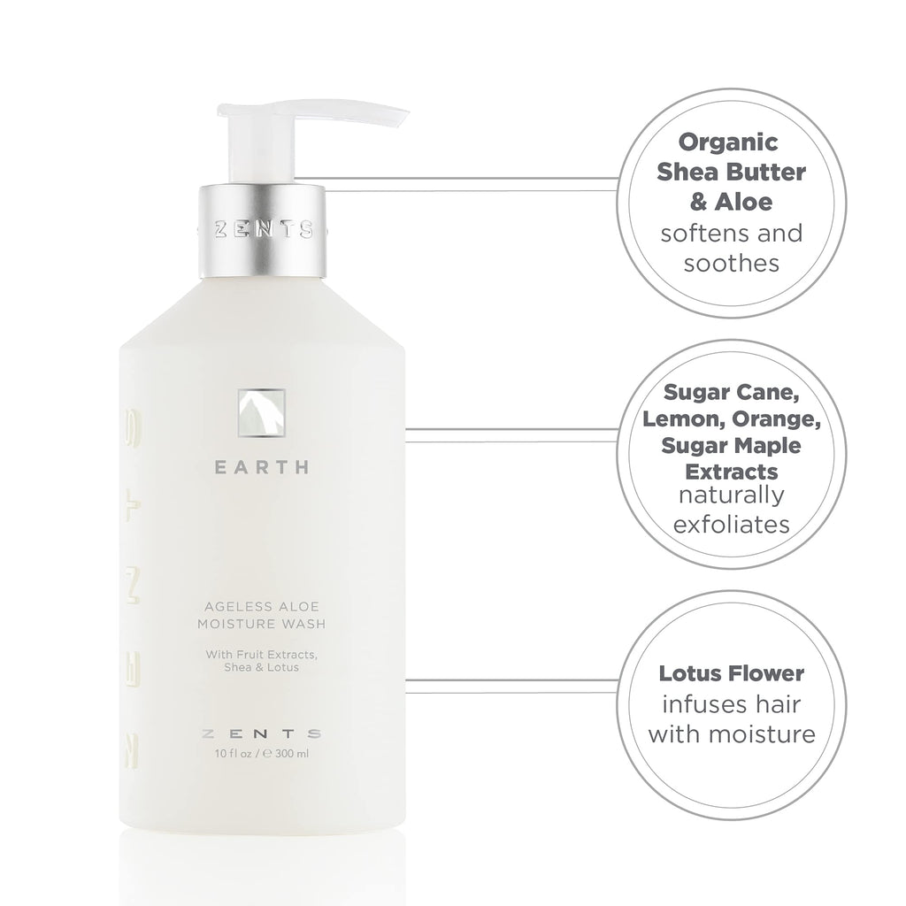 ZENTS Hand & Body Wash Earth Fragrance | Hydrating Cleanser with Organic Shea Butter & Aloe | 10 oz