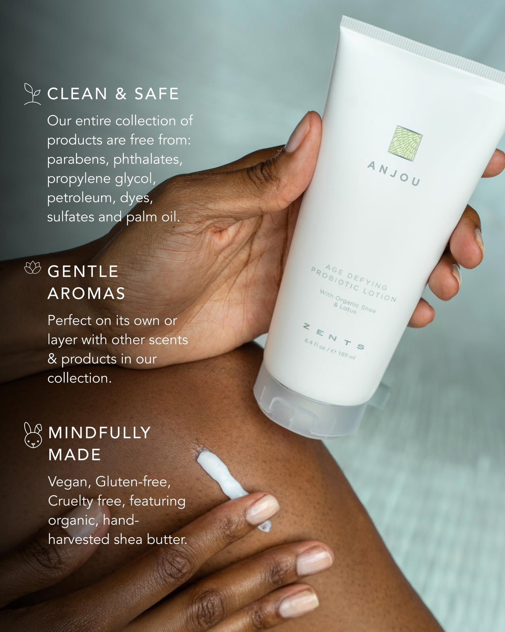 Zents Age-Defying Probiotic Lotion Anjou – Hyaluronic Acid, Shea Butter, 6.4 fl oz