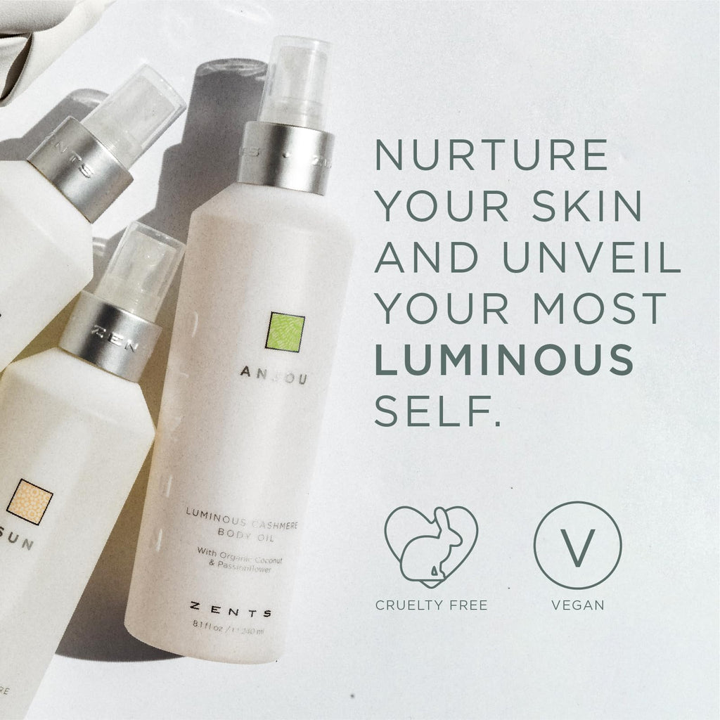 Zents Luminous Cashmere Body Oil (Earth Fragrance) | Moisturizing Oil with Vitamin E & Organic Coconut