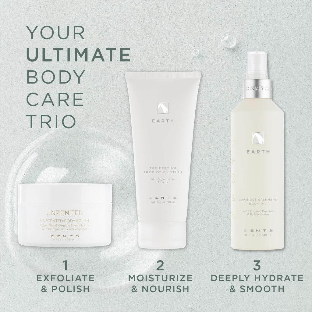 Zents Luminous Cashmere Body Oil (Earth Fragrance) | Moisturizing Oil with Vitamin E & Organic Coconut