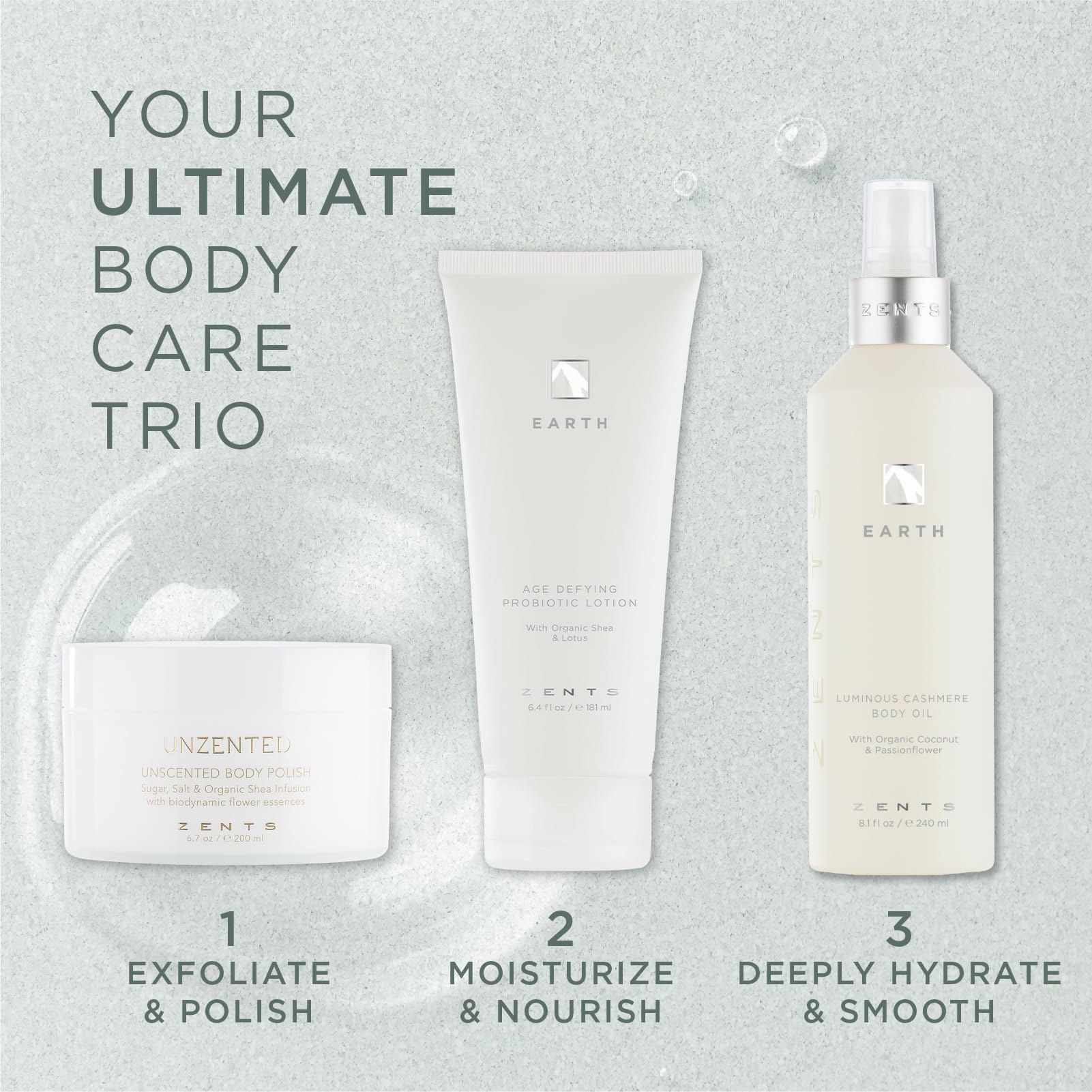 Zents Luminous Cashmere Body Oil (Earth Fragrance) | Moisturizing Oil with Vitamin E & Organic Coconut